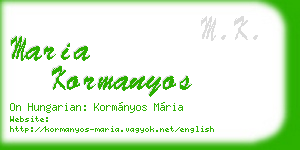 maria kormanyos business card