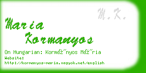 maria kormanyos business card